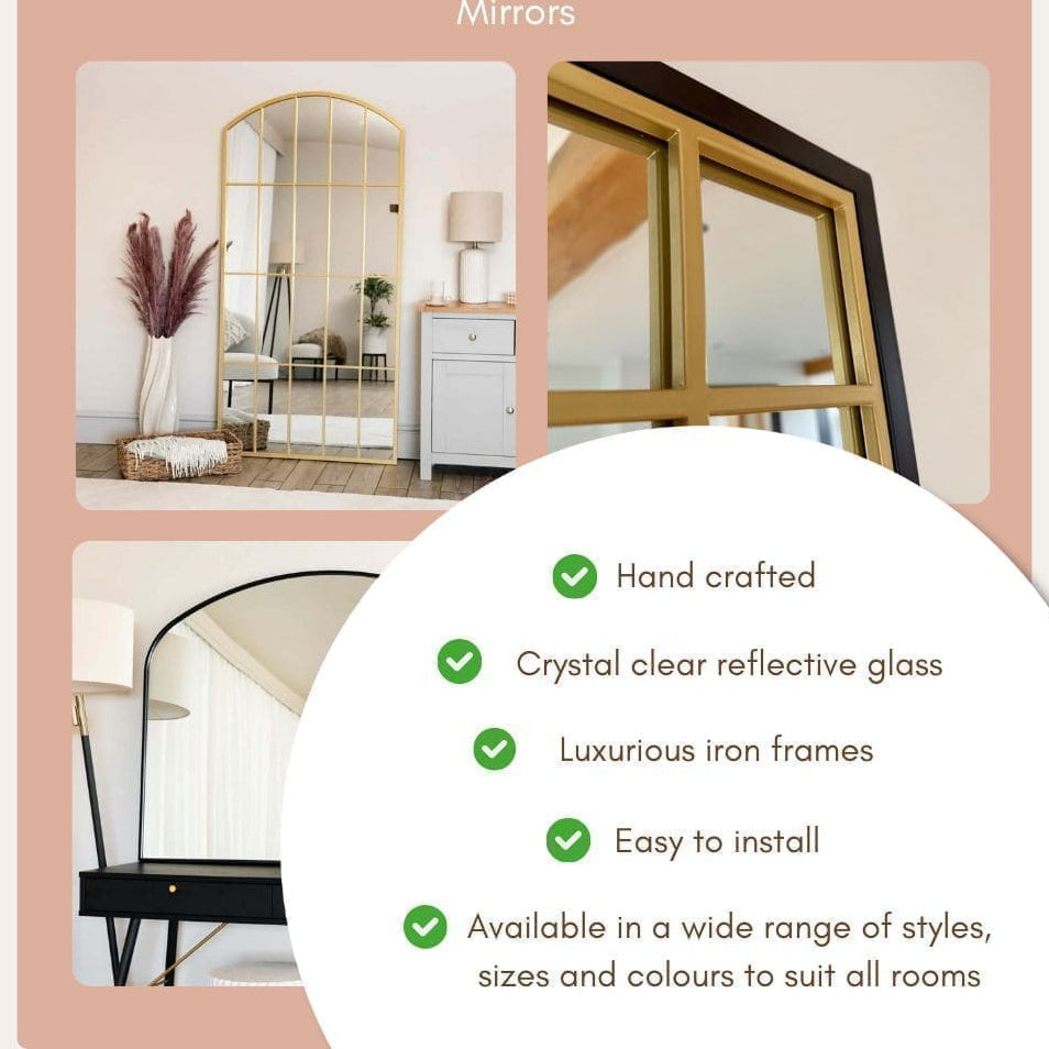 Rei - Large Round Black Metal Circle Mirror - 90cm x 90cm-4