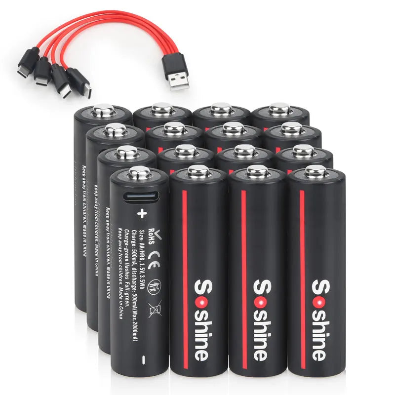 Soshine 1.5V USB 3500mWh AA Rechargeable Battery